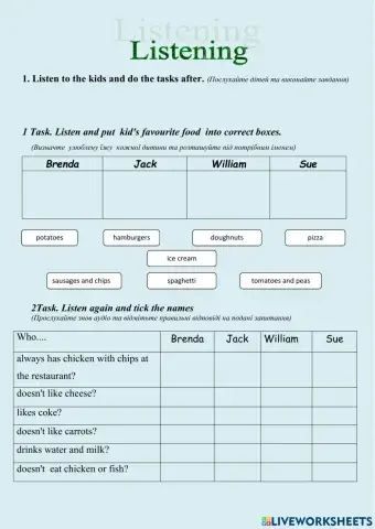 Listening comprehension 5th grade