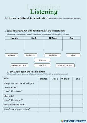 Listening comprehension 5th grade