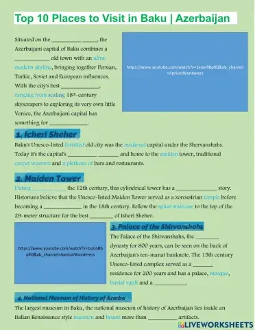 Top 10 places to Visit in Baku