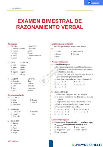 Examen Bimestral RV