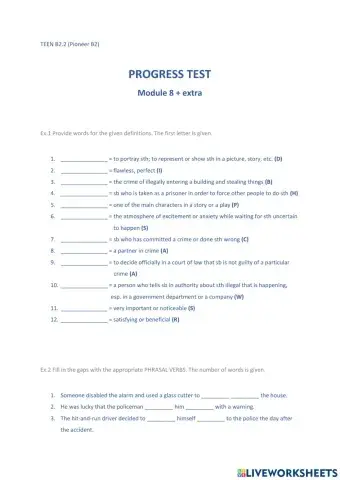TEEN B2B2 - PROGRESS TEST - MODULE 8 (+ extra) (Pioneer B2)