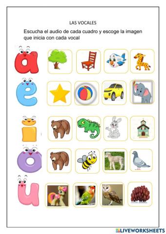 sonido inicial con las vocales 