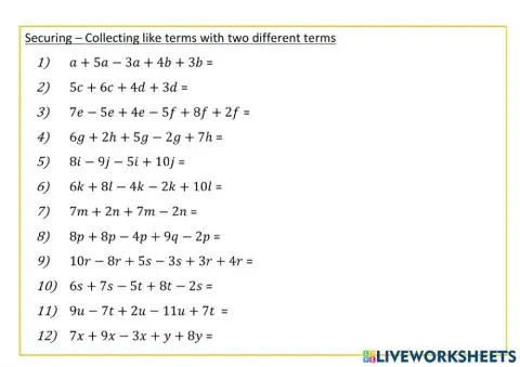 Collecting like terms 2