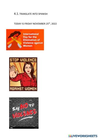 International day for the elimination of violence against women