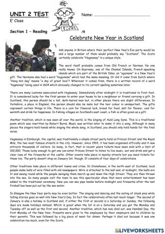 Cosmic B1+ Unit 2 Test