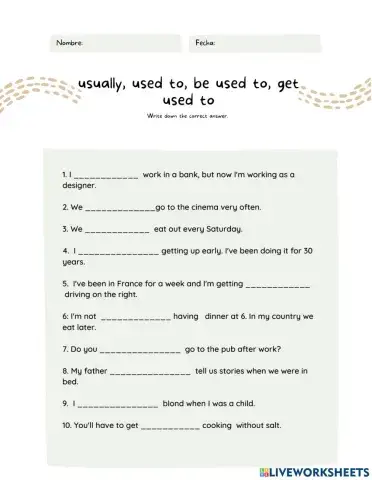 Usually, used to, be used to, get used to