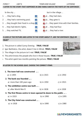 Town and village Test Listening Form 7