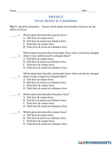 Forces Review & Calculations