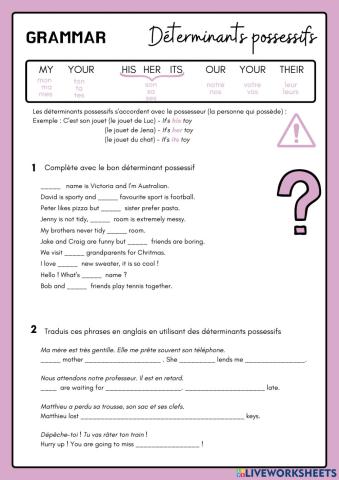 Déterminants possessifs