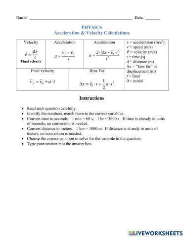 Sp2023 Acceleration & Velocity Calculations