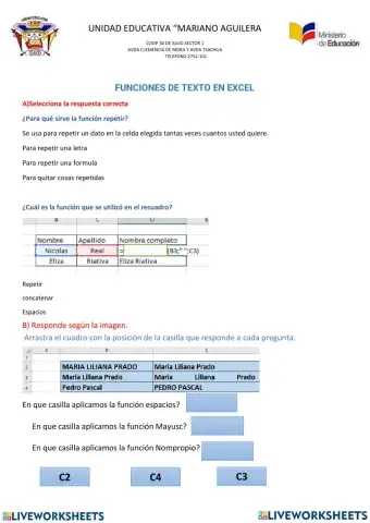 Funciones de texto en excel