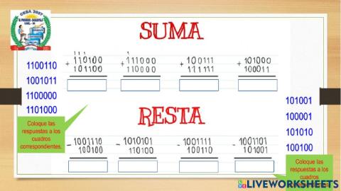 Practica de Sumas y Resta Binaria