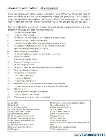 Idiomatic and colloquial expression