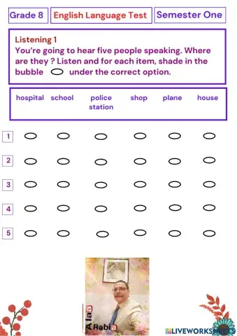 Grade 8 The English Language Test Semester 1