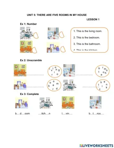 PS3.Unit 5 there are five rooms in my house