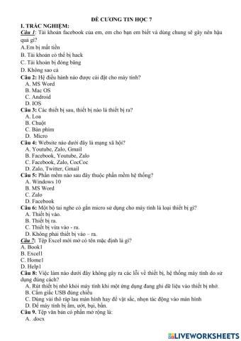 Đề cương ôn tập cuối hk1