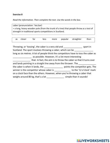 IE2, Unit 2, Vocabulary And Grammar, Exercise 8