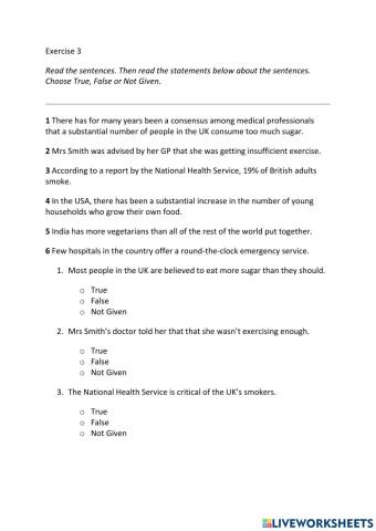 IE3, Unit 2, Reading, Exercise 3