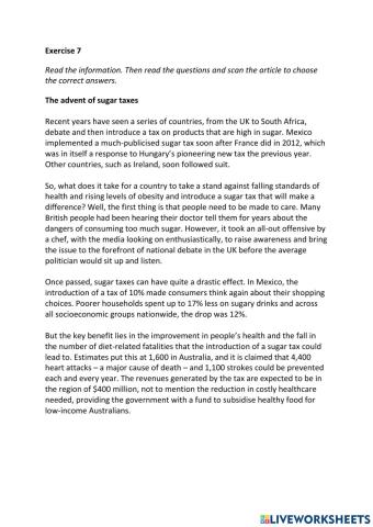 IE3, Unit 2, Reading, Exercise 7