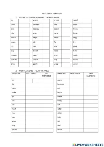 Past simple- regular-irregular verbs