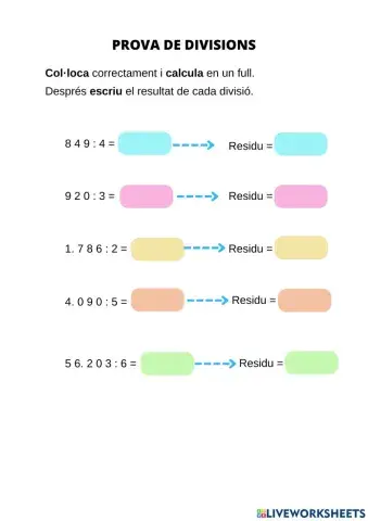 Prova divisions 1 xifra