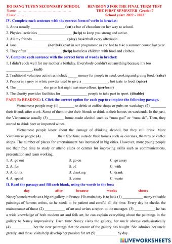 English 7 review final semester I test 3