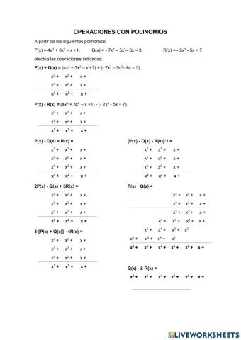 Operaciones con polinomios