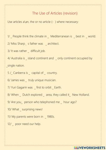 The Use of Articles