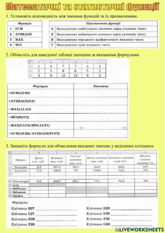 Математичні та статистичні функції