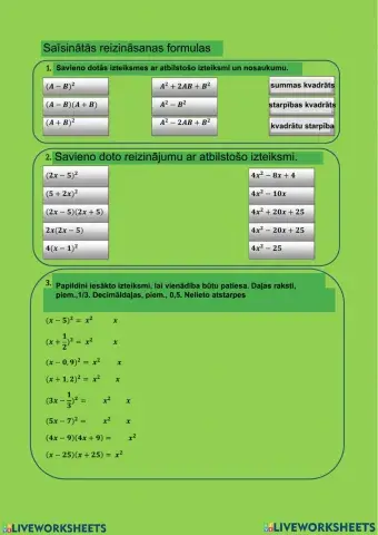 Saīsinātās reizināšanas formulas