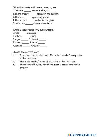 Some-any-countable and uncountable nouns