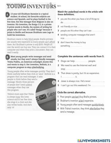 GW A1+ WB u5 Reading