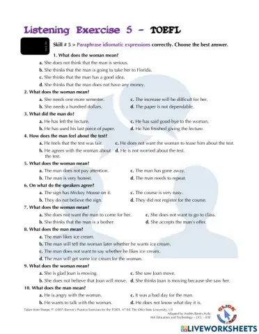 Listening Ex. 5-6: TOEFL