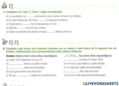 Verbos descriptivos I (1-2) Haber vs tener
