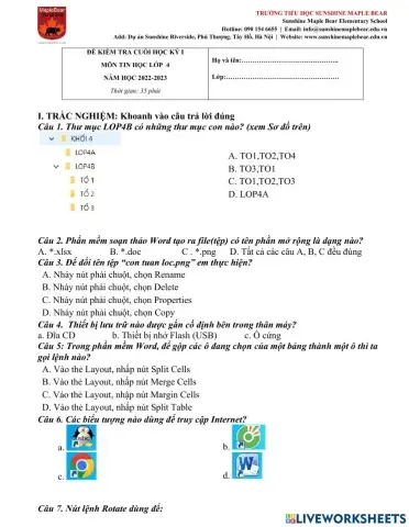 Kiểm tra cuối hki-lớp 4