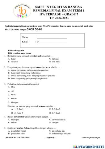 Remedial ipa kelas 7