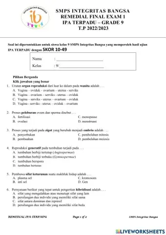 Remedial ipa kelas 9