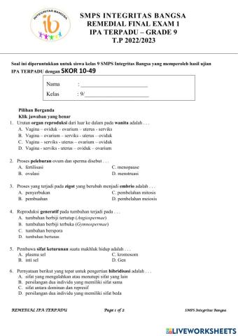 Remedial ipa kelas 9