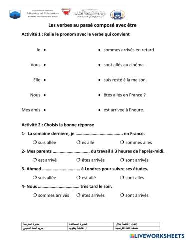 Passé composé avec être