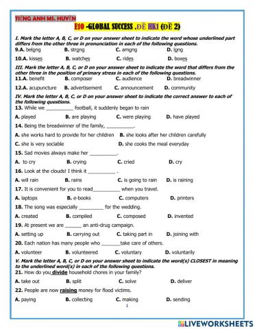 E10. global success. đề hk 1 -02