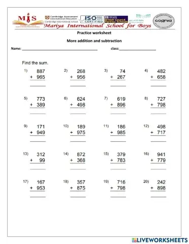 Addition and subtraction