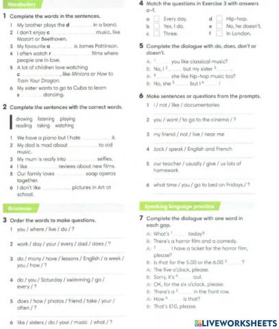 Check yourself Wider World 2 unit 1