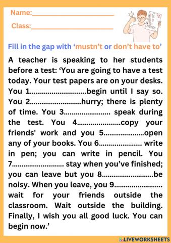 Mustn't or don't have to'