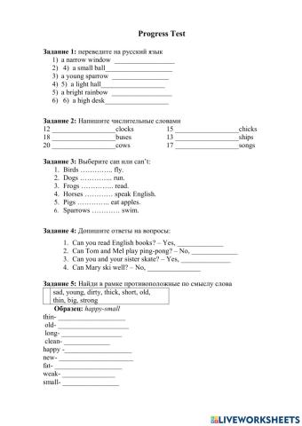Progress test  3 rainbow english