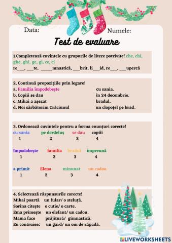 Fisă de lucru Crăciun, Iarnă