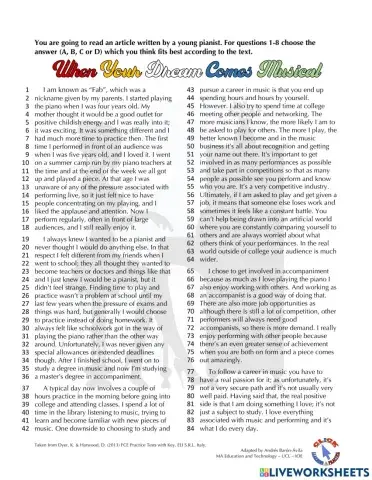 Reading Ex.: Music (FCE)