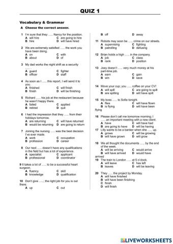 B1.2. Grammar and Vocabulary, Unit 3B, TEST