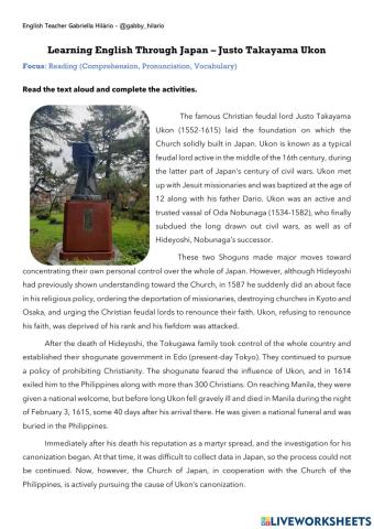 Learning English Through Japan – Justo Takayama Ukon