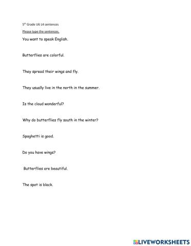 5th G U6 L4 sentences