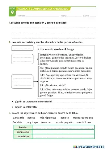 Prueba Lengua Tema 9